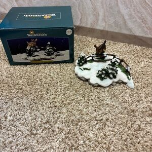 NIB Vintage Santas Workbench Deer Jumping Fence winter scene